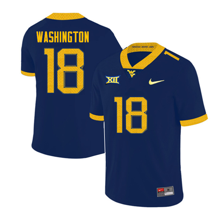NCAA Men's Devell Washington West Virginia Mountaineers Navy #18 Nike Stitched Football College Authentic Jersey BW23Q71FI